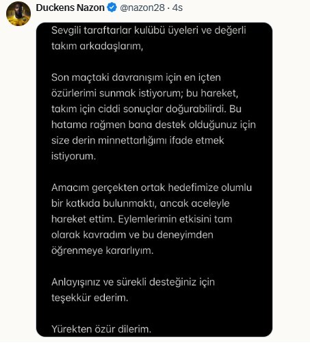 Duckens Nazon özür diledi 